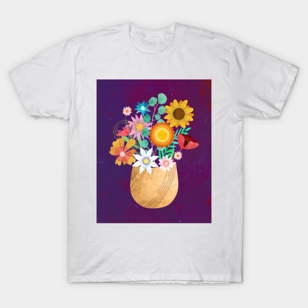 Vase with Flowers T-Shirt by Salty Siren Studios